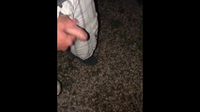 Risky Outdoor Pissing & Masturbation, She holds my cock for me outside while I go pee