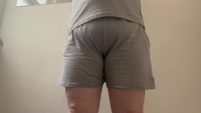 Rewetting grey shorts - Front and back view!