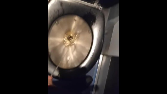 Peeing into a train toilet again