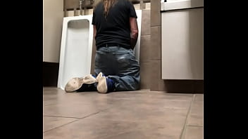 Urinal bitch waiting on knees