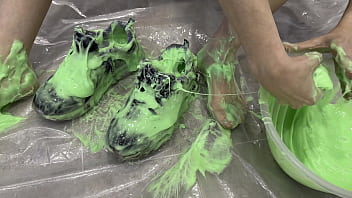 Trashing Sneakers (Trainers) with Super Sticky Slime