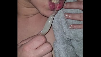 Wife tearing open strangers condom with her teeth