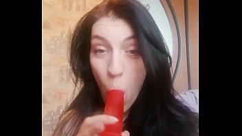 Slut from Toronto sucking on a dildo