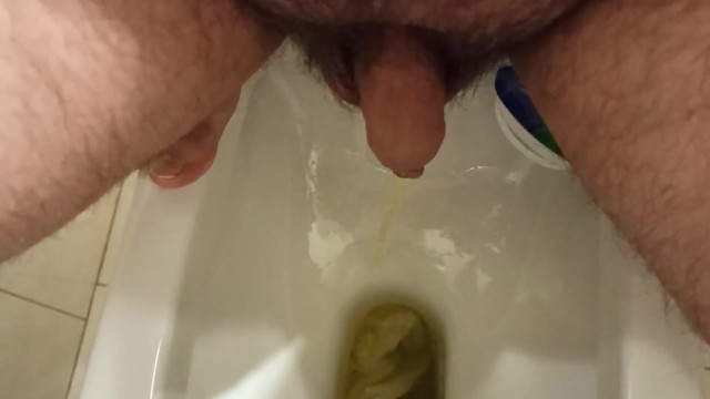 I take off my panties and just pee in the toilet. Снял трусы, залез на унитаз и просто пописал.