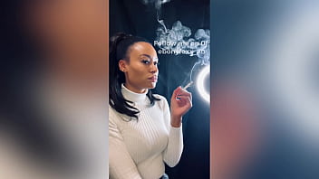 LEAKED: Sexy model Ebony Foxx sensually an all white cigarette