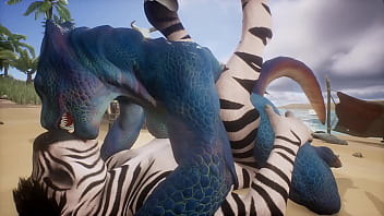 Lizard and Zebra make love on the beach - Wildlife