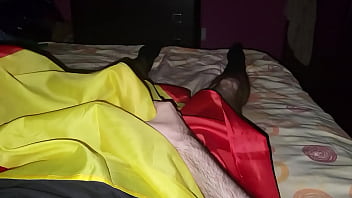 Jerking off with Spanish flag