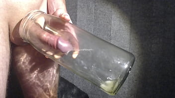Draining all fluids. Triple cumshot and piss in jar