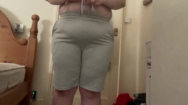 Desperately peeing my new grey shorts