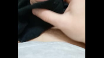 Young guy fingering his big and fat dick with his toe