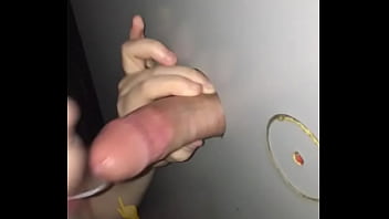 Glory hole swallow, cum in mouth