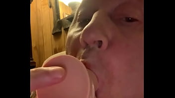 Sucking the fuck off of my vibrating dildo!
