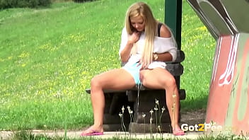 Public Pissing Leaves This Blonde's Panties Soaked!
