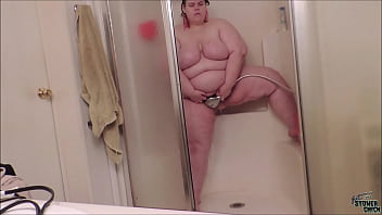 SSBBW caught cumming in shower