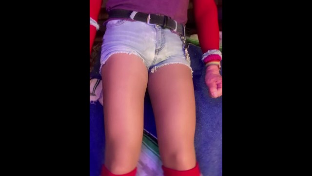 Teasing Myself, Rewetting My Tight Denim Shorts