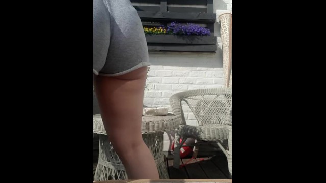 Pee desperation while taking care of flowers