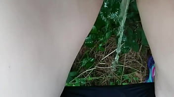 PEE IN THE WOODS WHILE OUT WALKING