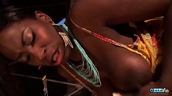 Superb thick ebony is fucking a guy in interracial at his car repair shop