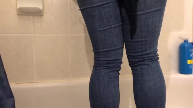 Girl pees pants then cums