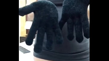 Perfect black knit gloves tease 8