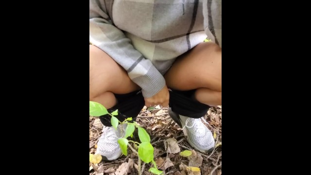 CAUGHT YIKES - Trying to piss from my pussy in the forest