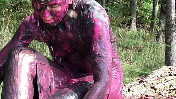 Cute, Muddy and Gunged in Pink at the Estuary (WAM, Wet and Messy)