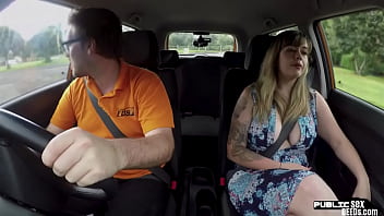 MILF driver pussy fucked hard by instructor in car fuck