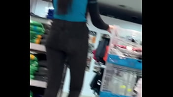 Brunette shop worker with bubble ass in jeans