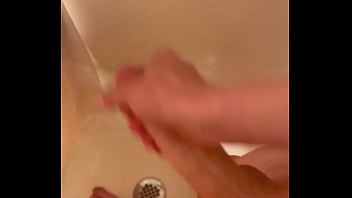 Teen jerks huge white cock I&rsquo_n shower