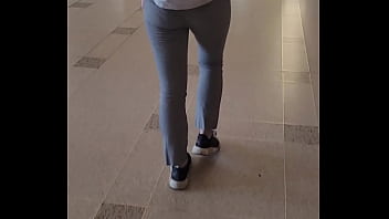 Voyeur - Blonde Babe wearing Grey Office Pants with a nice butt walking 3