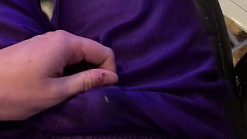 Solo male rubs one out and cums in his purple shorts