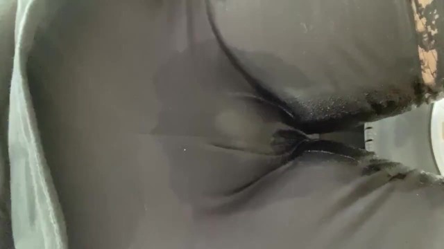 Desperate leggings pee while pumping fuel