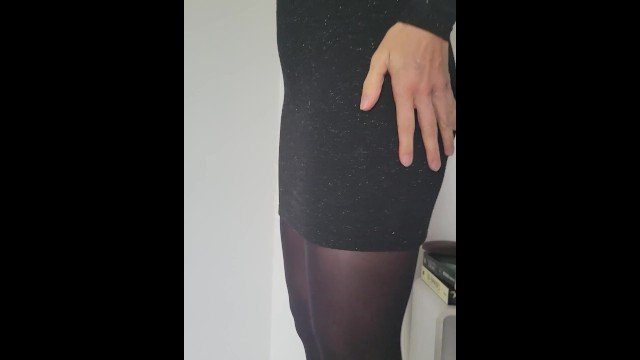 Naughty girl pisses in her pantyhose in public, then gets fucked