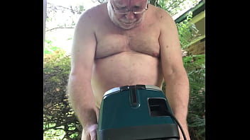 Old fat man fucking a vacuum cleaner