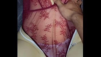 Cumming on my sex doll dressed in my step sisters lingerie