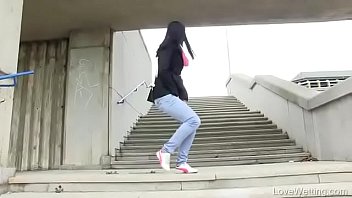 Bursting To Pee In Public, Pretty Young Girl Has No Privacy To Relief Herself