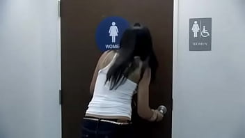 Women Toilet Locked, Sexy Girl With A Pee Desperation Using Men Toilet's Urinal
