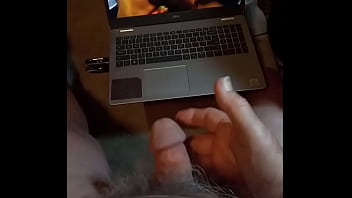 Hubby jerks off while watching Pammy Video