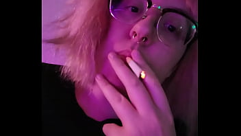 fetish hempette cigarette short pink hair glasses bespectacled babe non nude face only FULL length