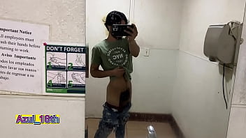 They publish a new porn video of a twink undressing in the city'_s public bathroom