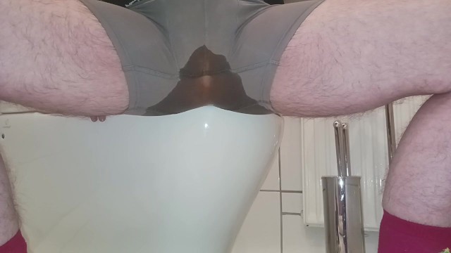 Cute ftm can't hold his piss while masturbating in boxers!