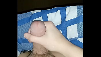 18 year old slut cums from her big cock squirting under the covers