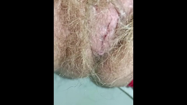 Gorgeous fart and massive waterfall of piss from a juicy hairy pussy in red panties 💦 closeup